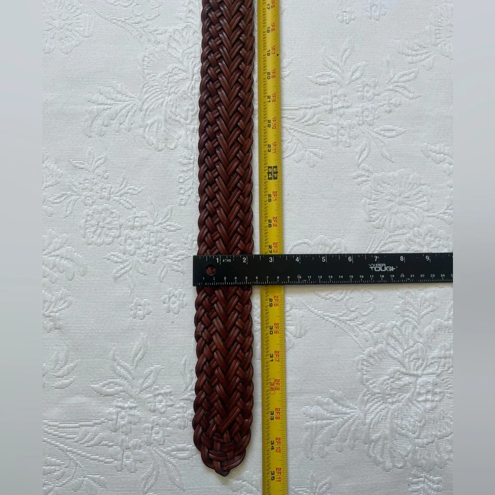 Vintage TALBOTS Women’s Braided Woven Brown Genuine Leather MEDIUM Belt